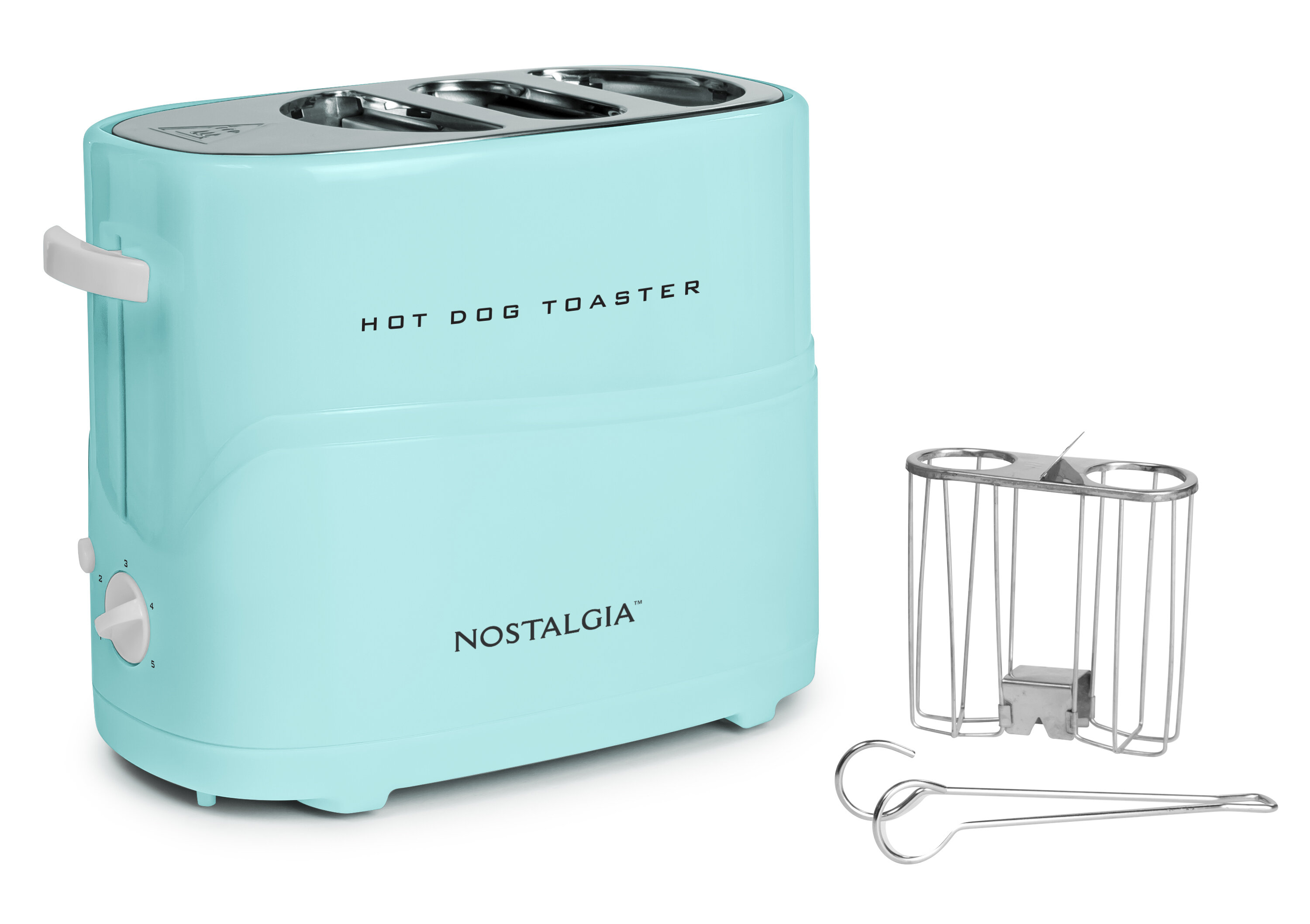 Nostalgia 2 Slot Hot Dog and Bun Toaster with Mini Tongs Aqua Reviews Wayfair